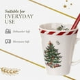 thumbnail image 6 of Spode Christmas Tree Peppermint 14oz Mug & Spoon Set (4-Piece) - Festive Earthenware with Candy Cane Motif, Ceramic Mug for Hot Chocolate, Coffee, Holiday Mornings - Christmas Drinkware, 6 of 7