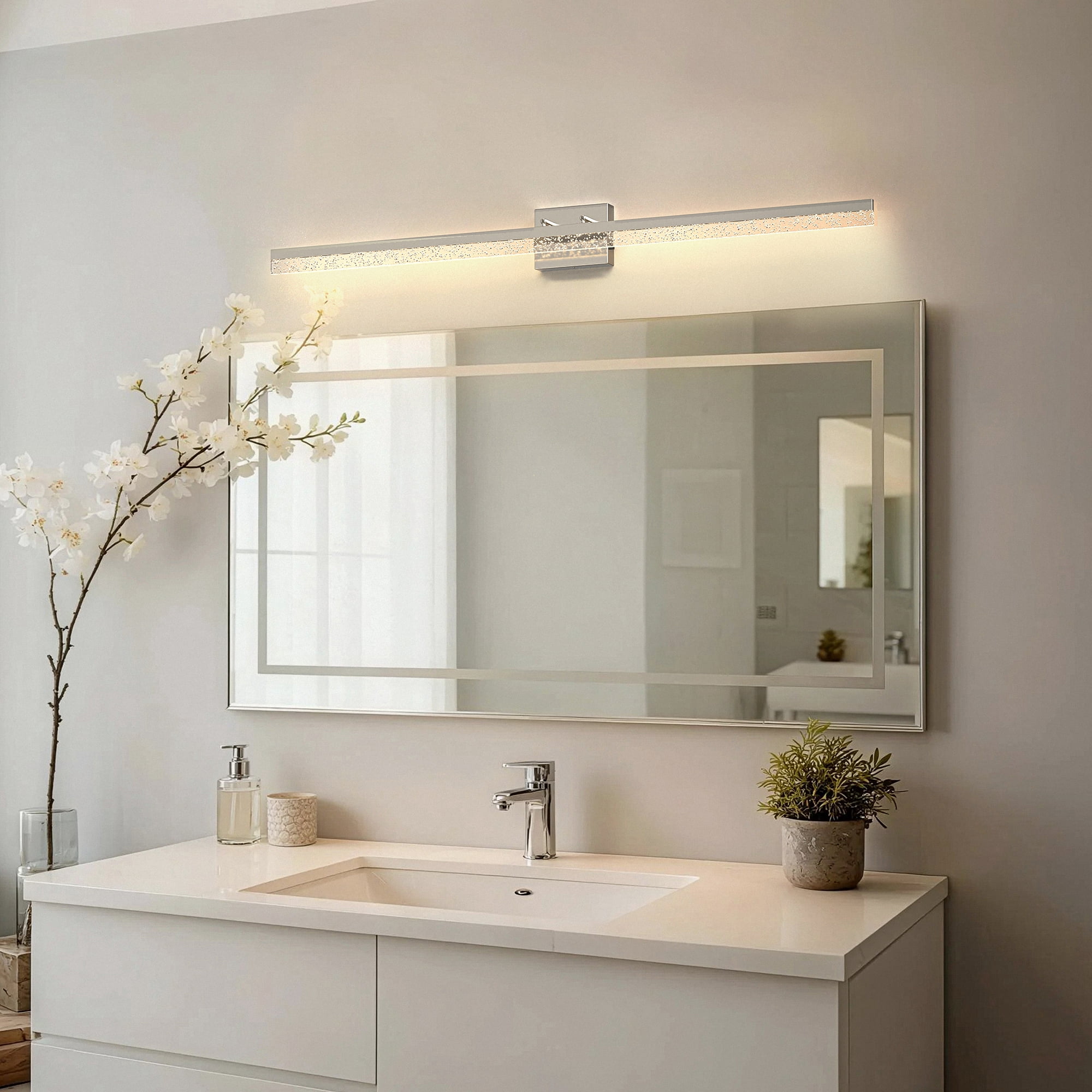 ​YANSUN 48 in LED Vanity Light with Dimmable 3 CCT, Brushed Nickel Finish, Modern Bathroom Mirror Light for Bathroom Vanity Table