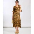 thumbnail image 2 of Brown Leopard Satin Midi Dress, 2 of 6