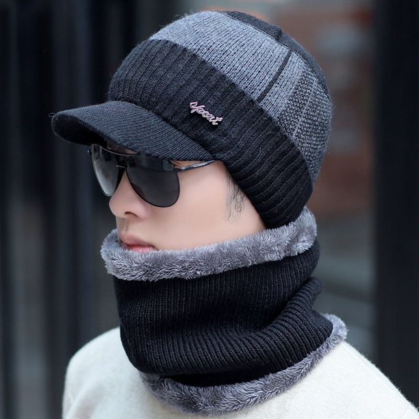 Gorro de invierno para hombre, cálido gorro de lana para jóvenes, gorro de algodón para hombres de mediana edad y mayores, gorro de punto para hombre de moda de invierno