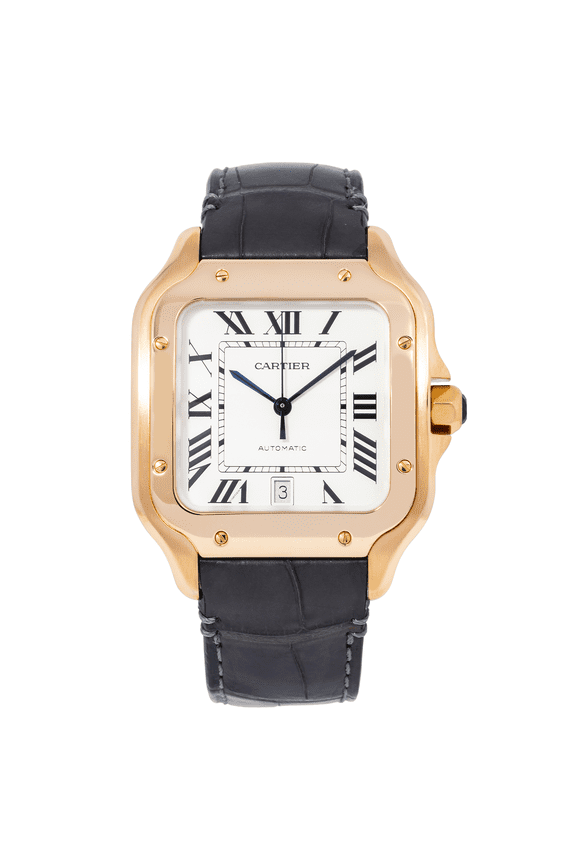 Pre-Owned CARTIER SANTOS DE CARTIER WGSA0011 39.8MM WHITE DIAL WITH YELLOW LEATHER BRACELET