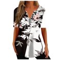 thumbnail image 2 of ICHUANYI Clearance Women Fashion Casual Printing Shirts Short Sleeve Loose Tee Tops Tunic Blouse(Black, L) ICHUANYI WER2023081002438, 2 of 5