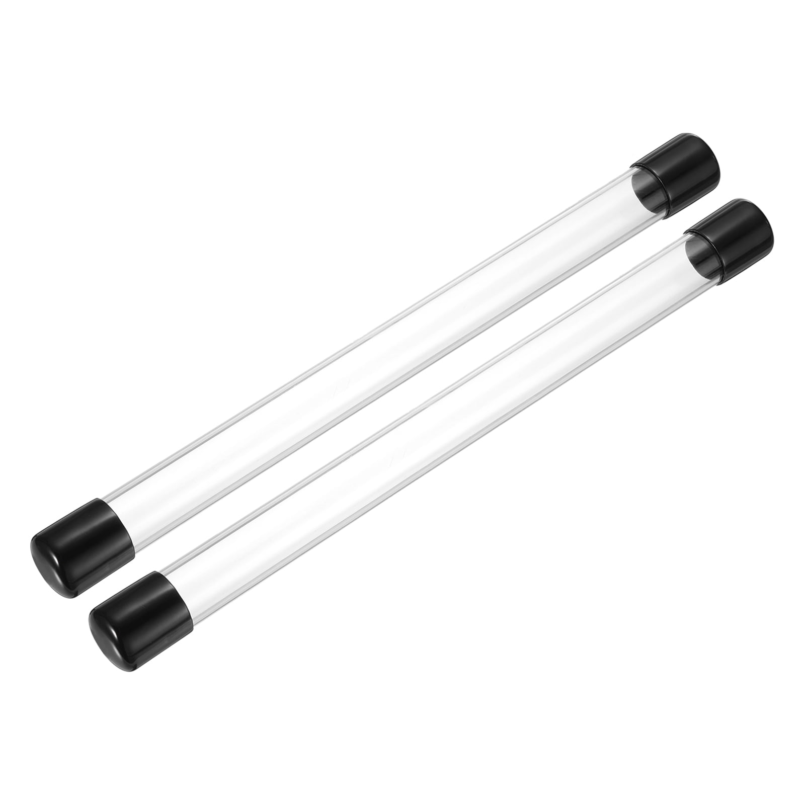 PATIKIL Clear Polycarbonate Rigid Tubing – 12 Inch Long, 0.55\" X 0.6\" Size With Black Rubber Caps (2 Tubes + 4 Caps)