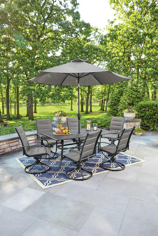 Living Accents Rxac 1819 Set Brookstone Dining Table 6 Swivel Chairs Brown Walmart Com Walmart Com