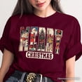 thumbnail image 2 of Merry Christmas Vintage T‑Shirt, Santa Tree Reindeer Snowman Nutcracker Tee, 2 of 8
