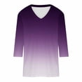 thumbnail image 4 of HKEJIAOI Chemises à Manches 3/4 pour Femmes Col Rond Imprimé Floral Blouse d'Été TTG, 4 of 5