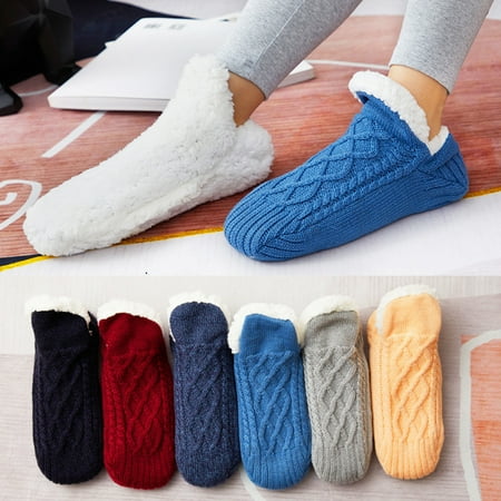 

WarmthandFish Home Floor Socks Winter Fleece Thickened Warm Slippers Socks Sole Dispensing Anti-Slip Sleep Socks