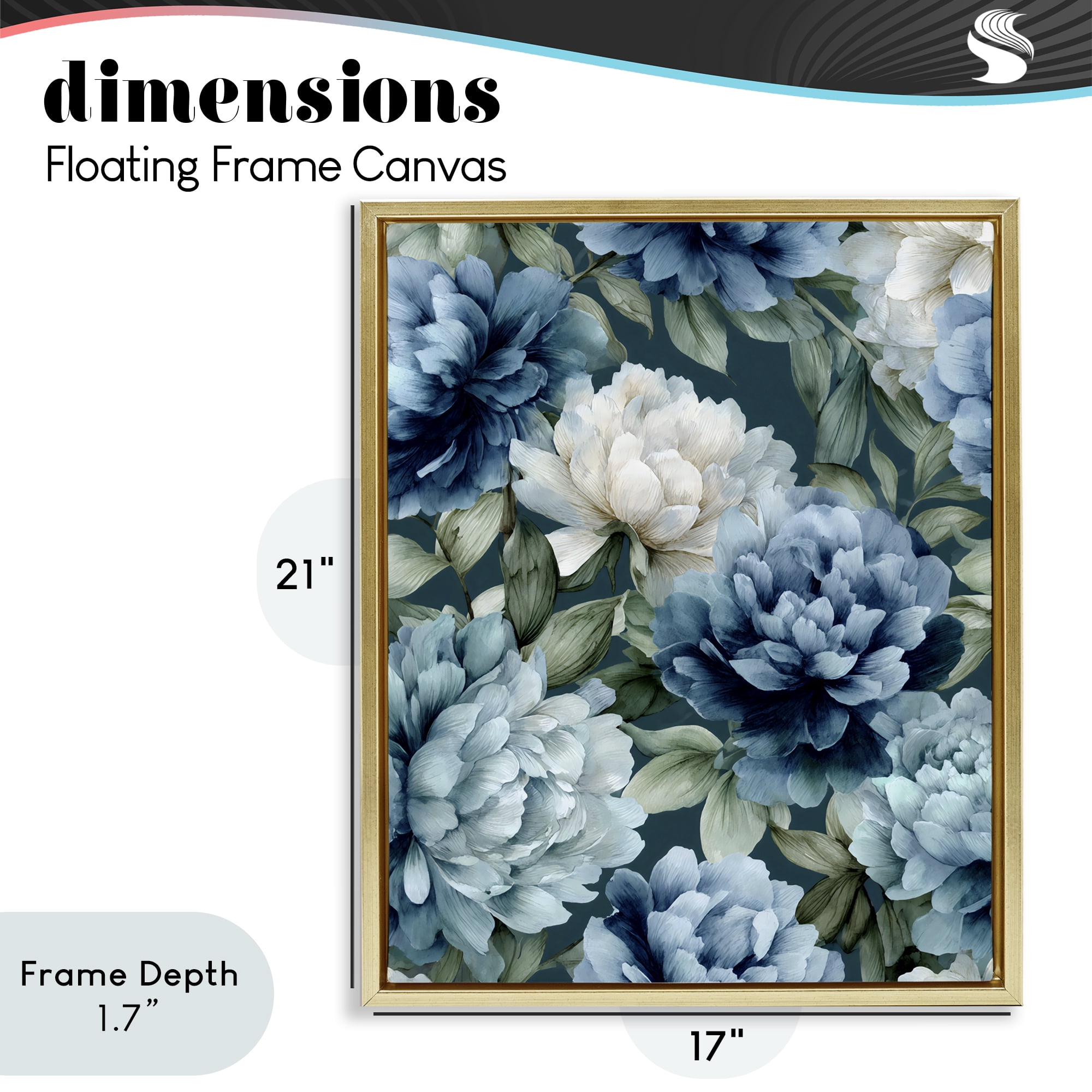 Stupell Industries Blooms On The Vine Gold Framed Floater Canvas Wall Art, design by Franklyn Gregory