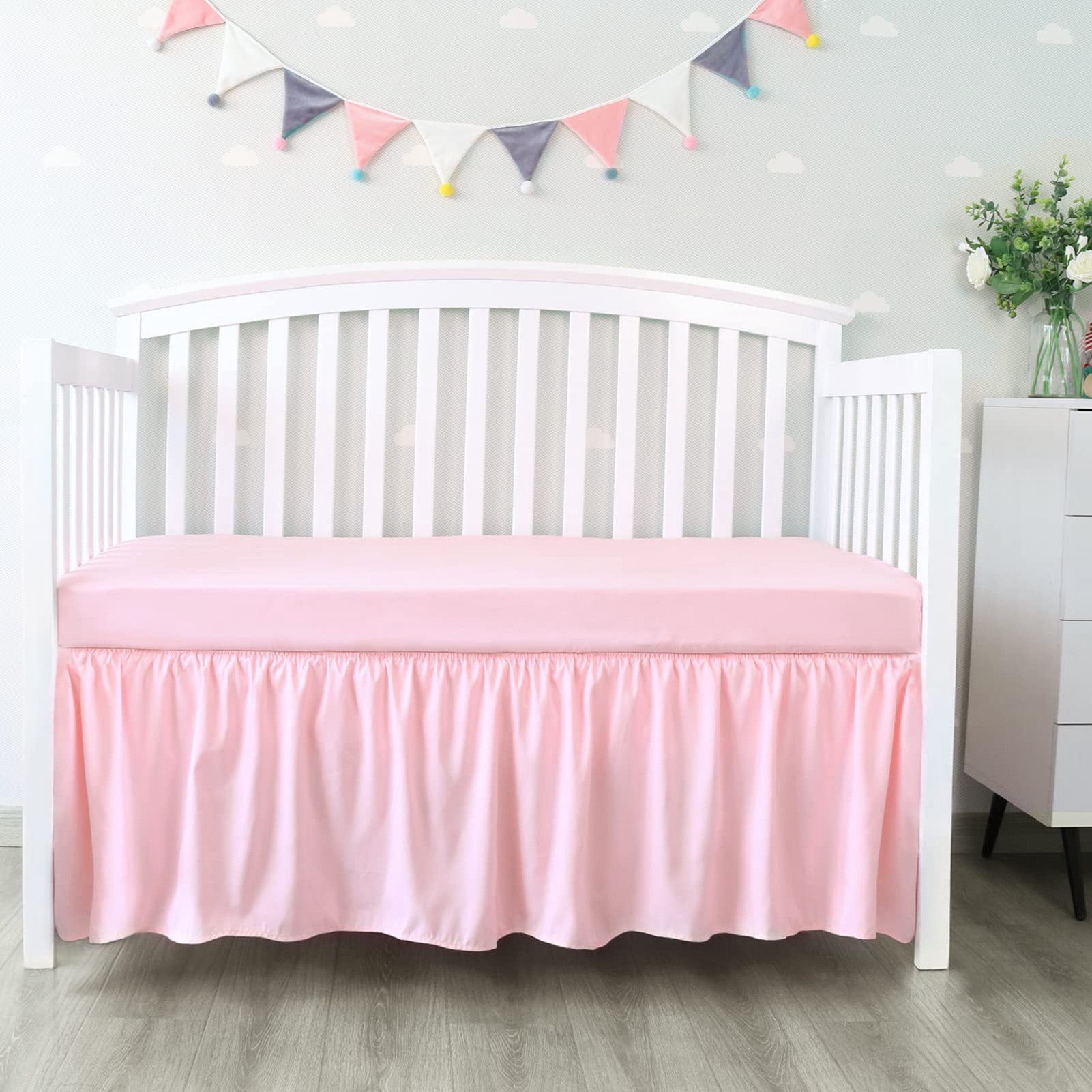 Homerr Crib Cover Elastic Band Crib Skirt Baby Crib Bed Skirt Easy Installation Soft Elastic Toddler Crib Skirt for Bedroom