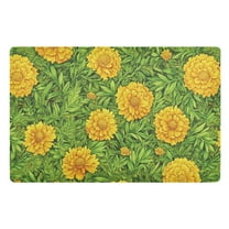 Flower on Green Background Floor Door Mat Outdoor Indoor for Home Entrance Welcome Mats 32"x20"