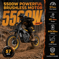 thumbnail image 3 of Q1 Electric Dirt Bike for Teens & Adults - 5500W 57 MPH Motor, 65 Miles Range, 60V 30Ah Removable Battery, 14"/12" Tires, Dual Disc Braking & Full Suspension Off-Road Motorcycle, 3 of 10