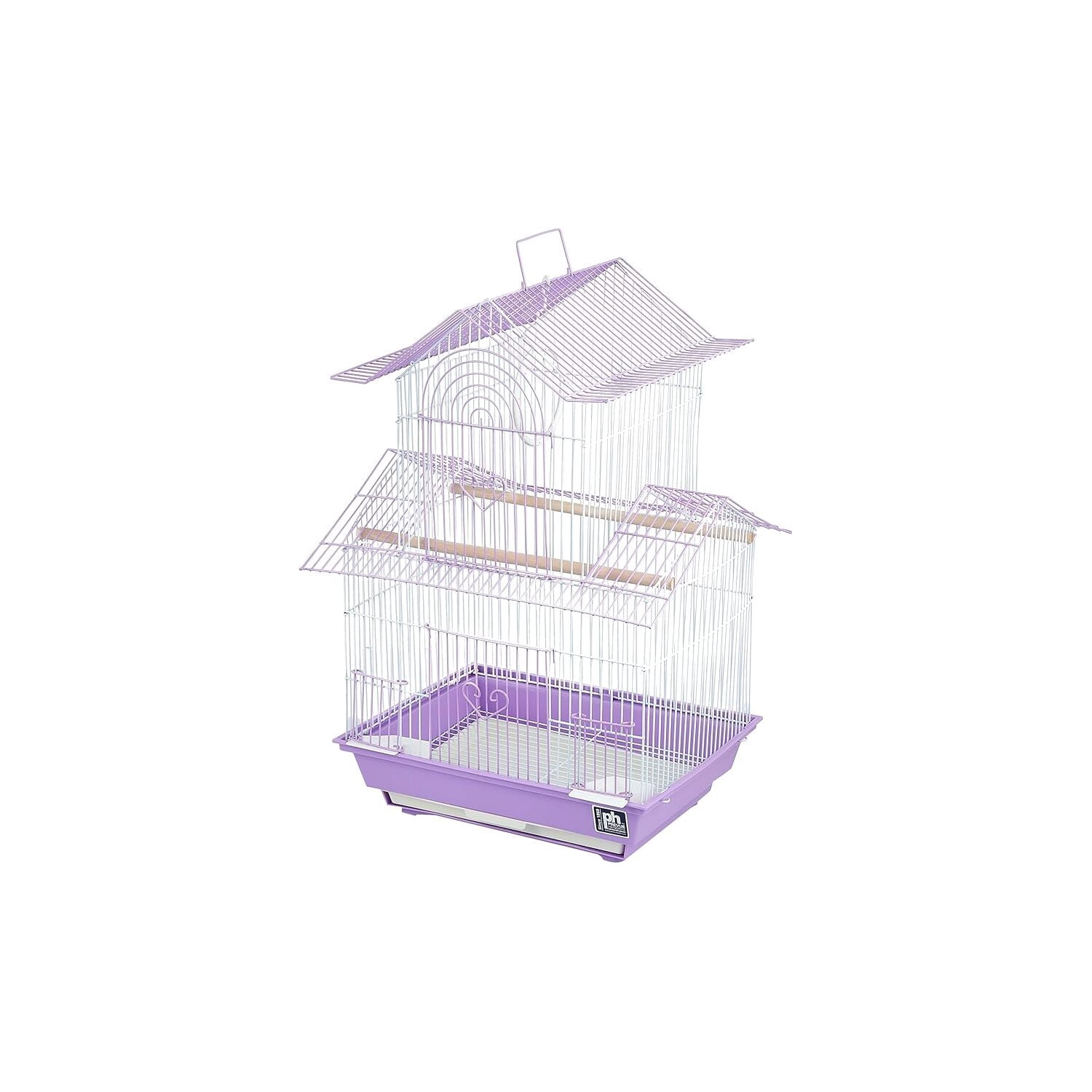 HomeStock Rustic Retreat Bird Cage with Natural Wood Accents, Durable Metal Construction, Spacious Interior, and Comfortable Features for Birds'-Color:Pink