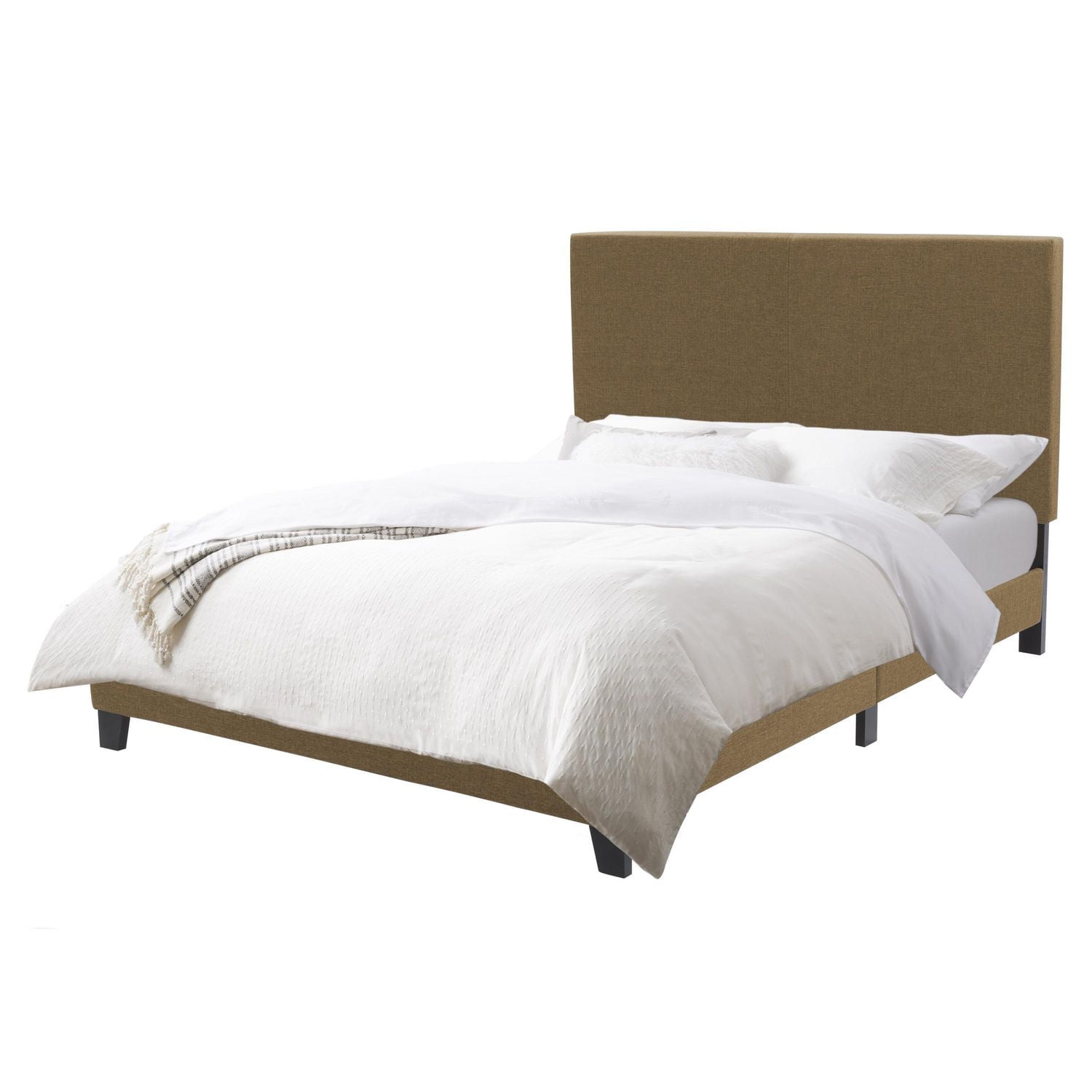 CorLiving Juniper Fabric Upholstered Adult Full Size Bed Frame with Padded Headboard and Slats - No Box Spring Required