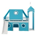thumbnail image 3 of Aukfa Loft Bed with Slide - Full Size Low Castle Bed with Tent and Tower for Kids,Wood - Blue, 3 of 8