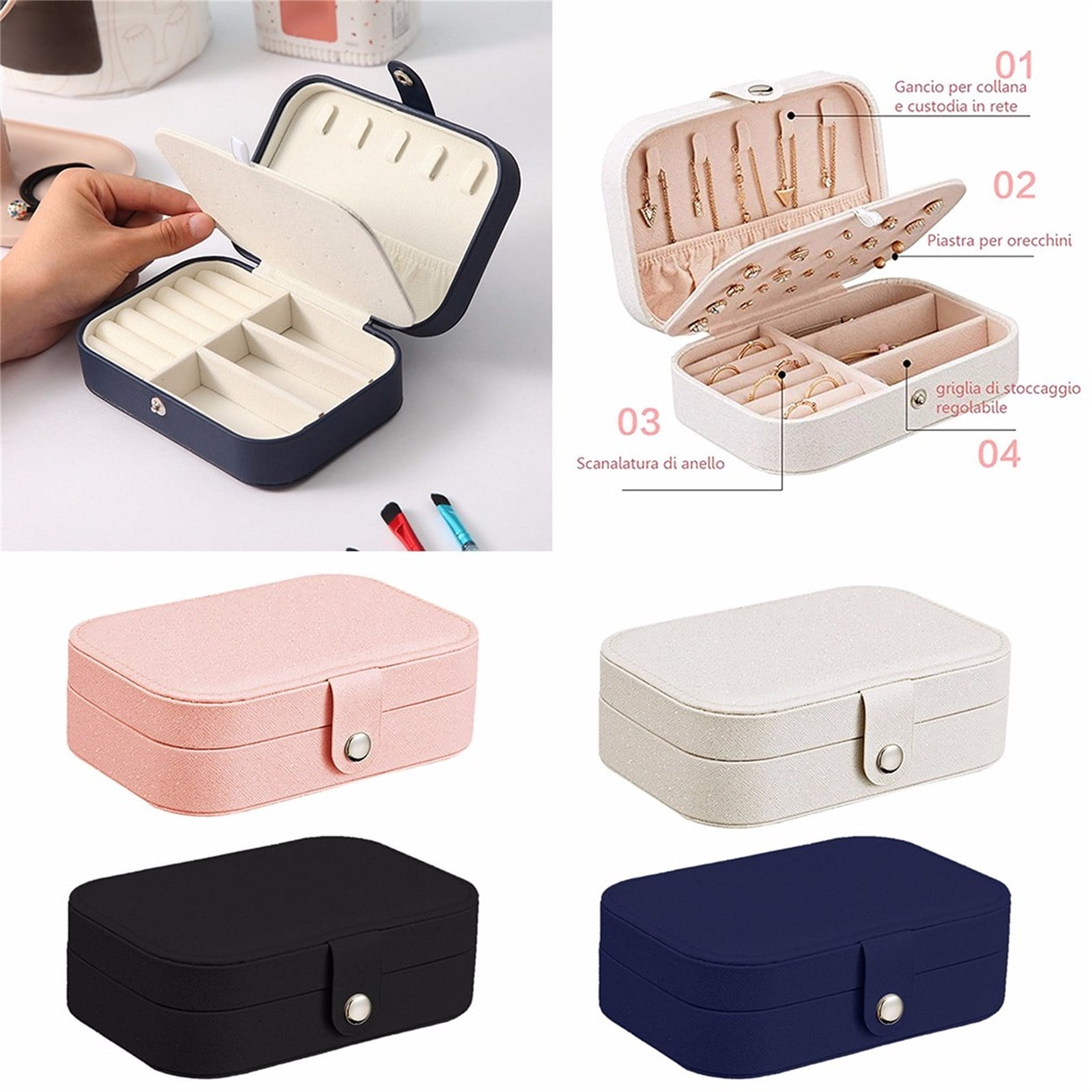 Details about   Jewelry Box Organizer Portable Travel Leather Jewellery Ornaments Case Storage 