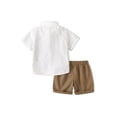 thumbnail image 2 of nvzhuang Kids Boys Clothes Outfits Bowtie Short Sleeve Blazer Waistcoat Shirts Shorts 2Pcs Suit, 2 of 8