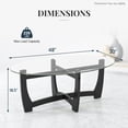 thumbnail image 2 of Demi Bonn Oval Coffee Table, Dining Center Tables with Tempered Glass Tabletop and Rubber Wood Legs for Living Room, Bedroom, Office and Balcony, Black, 2 of 9