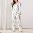 thumbnail image 2 of Salouo Cute Tennis Rackets Pattern Women's Pajamas Set Long Sleeve Button Down Sleepwear Soft Pj Lounge Sets for women 2 Piece Pjs Set with Long Pants-Medium, 2 of 7