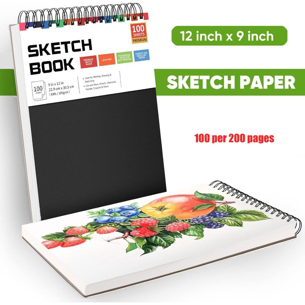 Giaone Portable Hardcover Sketchbook Coil Binding Drawing Pad Tearable For Artists