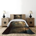 thumbnail image 3 of Ambesonne Fantasy Quilted Coverlet 2 Pcs, Clock Dream Sky Fiction, Twin Size, Brown and Teal, 3 of 4