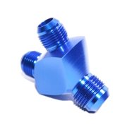 3-Way Y-Block Fitting Adapter AN12 12-AN Male to 2X AN10 10-AN Male BLUE 3-Way Y-Block Fitting Adapter AN12 12-AN Male to 2X AN10 10-AN Male BLUE