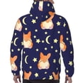 thumbnail image 7 of Kdxio Corgi Lying With Moons And Stars Print Mens Casual Hooded Collar Drawstring Hoodies Pullover Sweatshirts Casual Long Sleeve Shirts-Large, 7 of 7