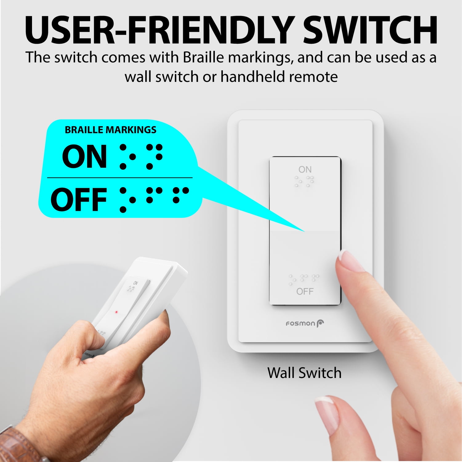 Fosmon Outdoor Indoor Wireless Remote Control 3-Prong Outlet - UL Listed (3 Receiver, 1 Remote), (13a 125V 1625W) Heavy Duty Waterproof Grounded