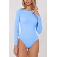 thumbnail image 2 of Women's Seamless Long Sleeve Bodysuit Crew Neck Basic Stretch T Shirt Top, 2 of 6