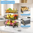 thumbnail image 4 of Cesta de Almacenamiento de Frutas y Verduras, Carrito de Almacenamiento Delgado de 3 Niveles con Ruedas de Bloqueo, Extraíble Estante de Almacenamiento de Metal Ideal para Cocina, Despensa, Tienda, 4 of 7