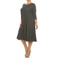 thumbnail image 2 of Women's Casual Plus Loose Fit 3/4 Sleeve Jersey Knit A-Line Polka Midi Dress, 2 of 4