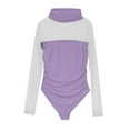 thumbnail image 4 of Dyfzdhu Mesh Bodysuit for Women Long Sleeve Turtleneck Shapewear Body Suits One Piece Leotard Undershirt Going Out Tops Purple, 4 of 5