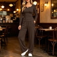 thumbnail image 5 of Aofany Womens 2 Piece Sets Long Sleeve Wide Leg Tracksuits Casual Lounge Fall Outfits Solid Color Matching Sets, 5 of 5