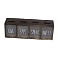 thumbnail image 2 of Fiocias Countertop Wall Mount Wooden Piggy Bank Rustic Four Compartment Money Saving Box Dark Brown, 2 of 9