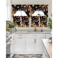 thumbnail image 4 of Yellow Pumpkins Fall Swag Kitchen Curtains Sets for Windows 24 Inch Length, Thanksgiving Autumn Leaves Black Short Window Curtain Panels Swags Valances and Tiers 3 Piece Set for Cafe/Dining Room, 4 of 5