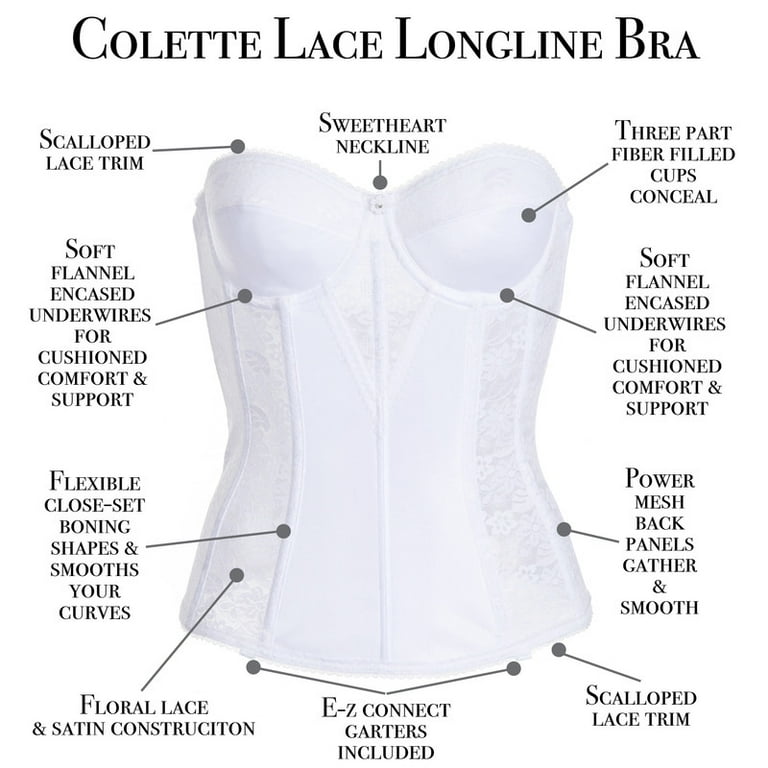 Women's Dominique 8949 Colette Lace Corset Bridal Longline Bra (Ivory 42A)