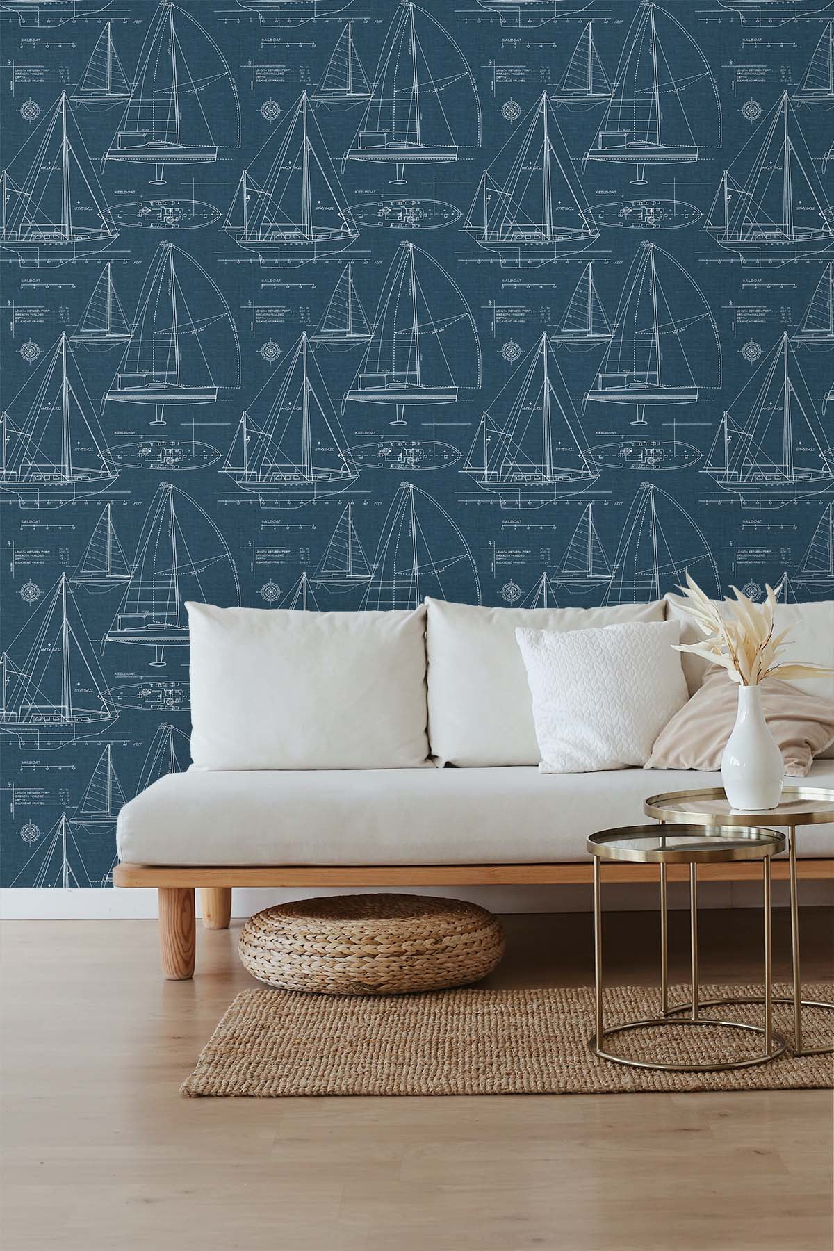 NextWall  Navy Yacht Club Peel and Stick Removable Wallpaper - 20.5 in. W x 18 ft. L