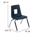 thumbnail image 6 of BizChair Navy Student Stack School Chair - 12-inch, 6 of 14
