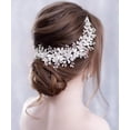 thumbnail image 4 of Bridal Headband Leaves and Flower Hair Vine Crystal Tiara Crown for Wedding Hair Accessories for Women and Girls (Silver), 4 of 10