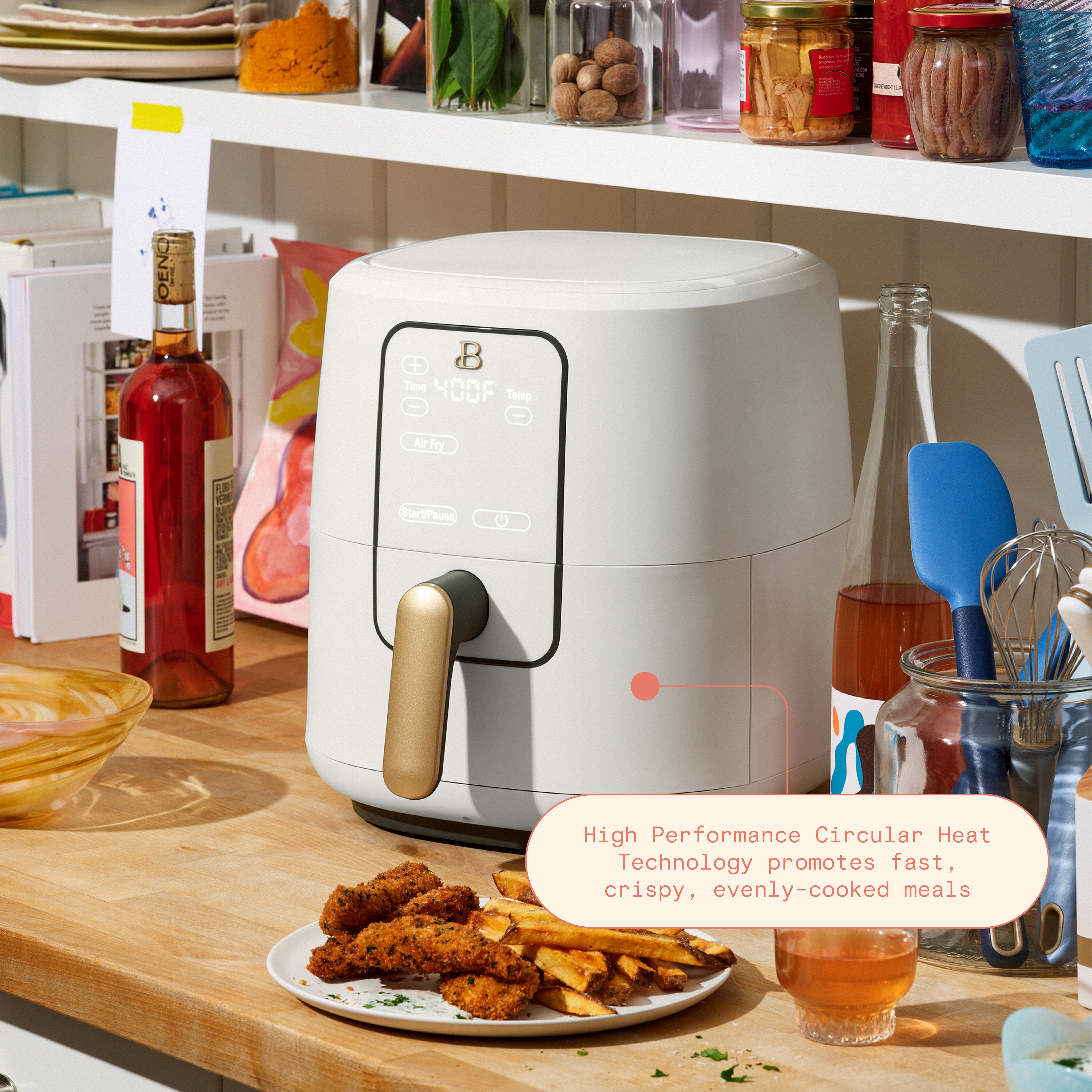 Beautiful 6 Qt Air Fryer with TurboCrisp Technology and Touch-Activated Display, White Icing by Drew Barrymore - image 5 of 9