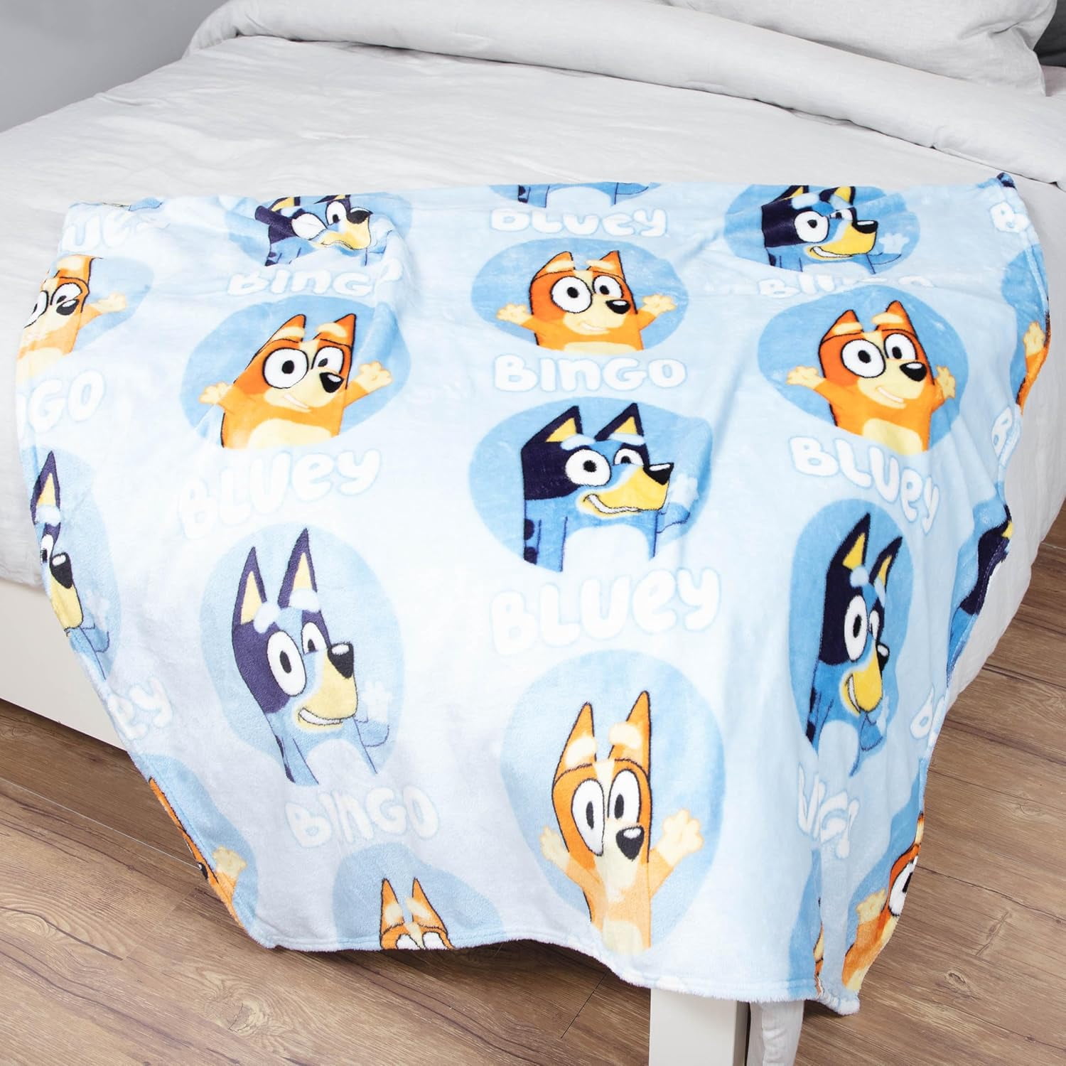Bluey Bingo Blue Cotton Throw, 46 in x 60 in