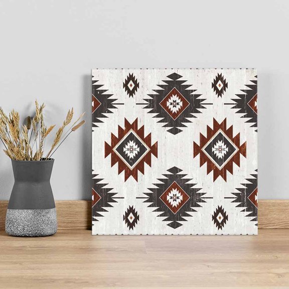 Red Wall Art Painting on Canvas, Southwest Boho Abstract Geometric Aesthetic Canvas Art Home Prints Wall Art Framed Modern Artwork for Living Room Bedroom Wall Decor 12x12in
