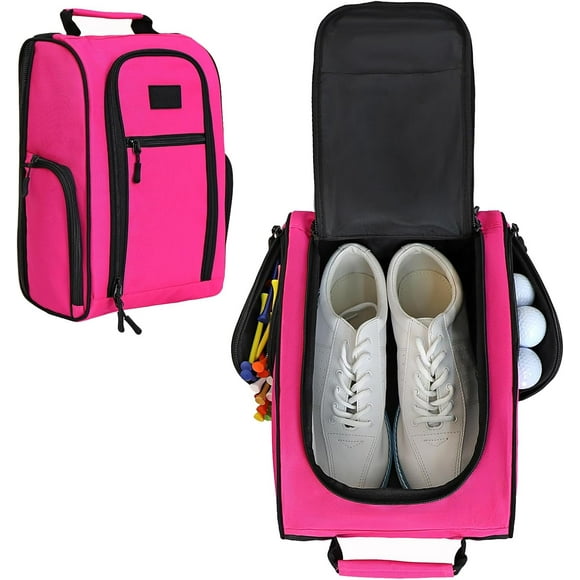 TRAHOO-Golf Shoe Bag For Men Women Travel Shoe Bag Sport Shoe Carrier Bags with Side Accessory Pockets for Socks, Tees, Golf Balls, Pink, Golf