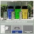 thumbnail image 5 of CQSXDA Outdoor Garbage Bin Shed for 3 Trash Cans with Lockable Doors and Waterproof Lid Chain Ideal for Patio and Garden，Light Gray, 5 of 12