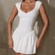 thumbnail image 4 of Vestido Vestido ajustado para mujer Vestido sin mangas con dobladillo con volantes Traje de baile plisado ajustado Cgtredaw M Blanco para Mujer, 4 of 7