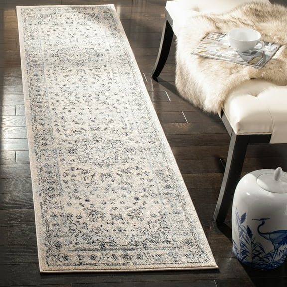 SAFAVIEH Charleston Zharko Floral Runner Rug, Ivory/Light Blue, 2' x 12'