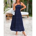 thumbnail image 3 of Vestido PRETTYGARDEN para mujer, verano, sin mangas, con volantes, azul marino, XL, 3 of 9