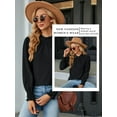 thumbnail image 4 of STARVNC Women Frill Mock Neck Flounce Long Sleeve Smocked Cuffs Shirt, 4 of 7