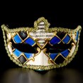 thumbnail image 2 of Máscara de disfraces con forma de arlequín veneciano, color dorado y azul, PVC, unisex, 2 of 2