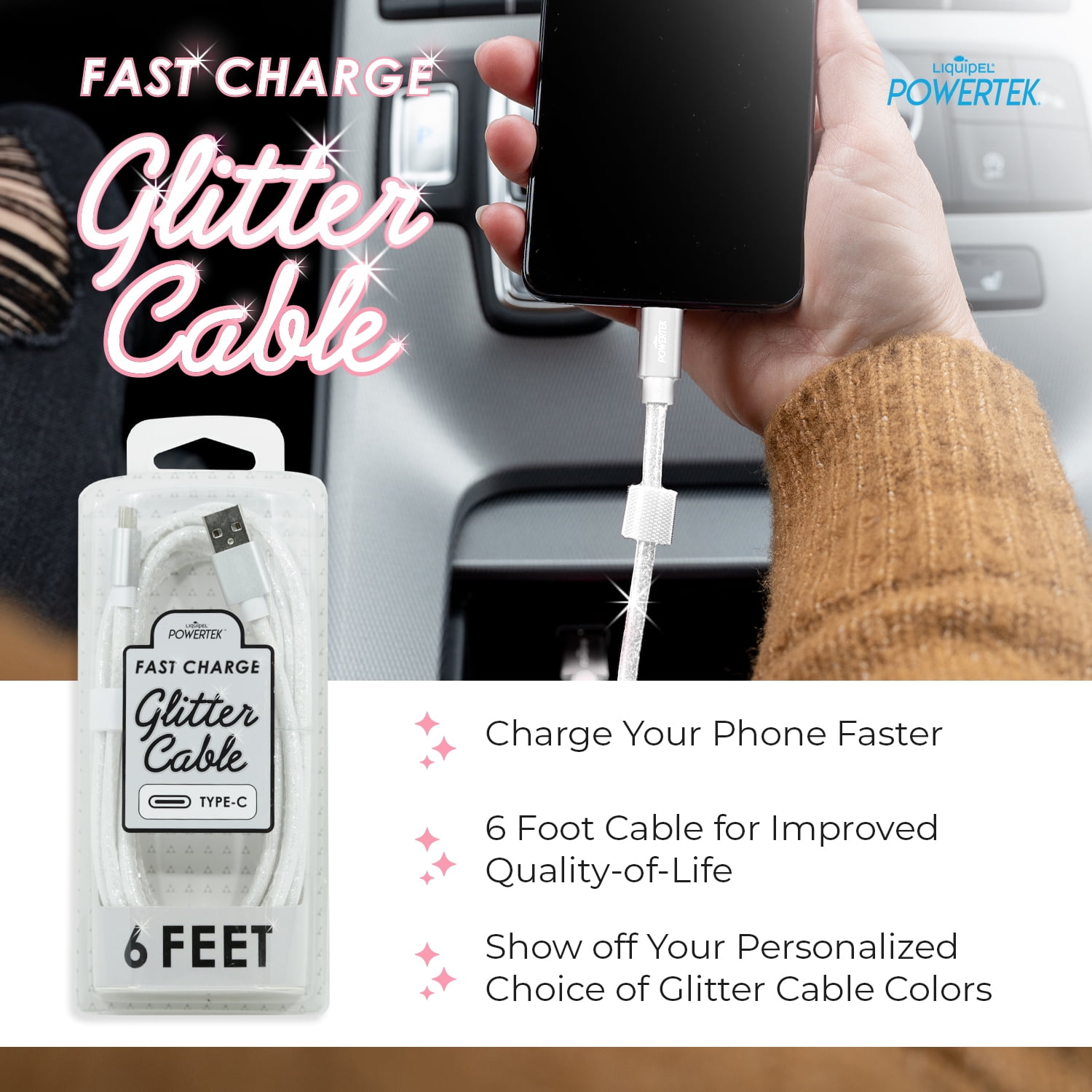 Liquipel Powertek Glitter Type C Cable