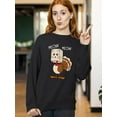 thumbnail image 2 of Thanksgiving Cat Meow Funny Hiding Turkey Crewneck Sweatshirt, 3XL, Black, 2 of 6